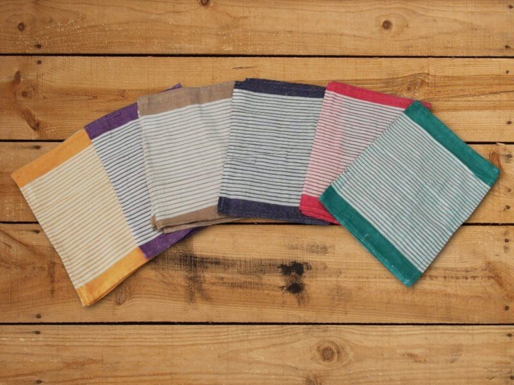 Πετσέτες Κουζίνας Σετ Ριγέ Βαμβακερές Γαρύφαλλο 12 Τεμαχίων | Γαρύφαλλο - Λευκά Είδη